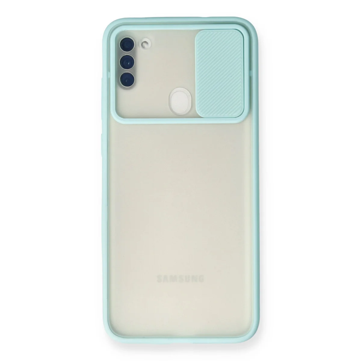 Galaxy A11 Buzlu Silikon Kılıf - Kamera Korumalı Turkuaz