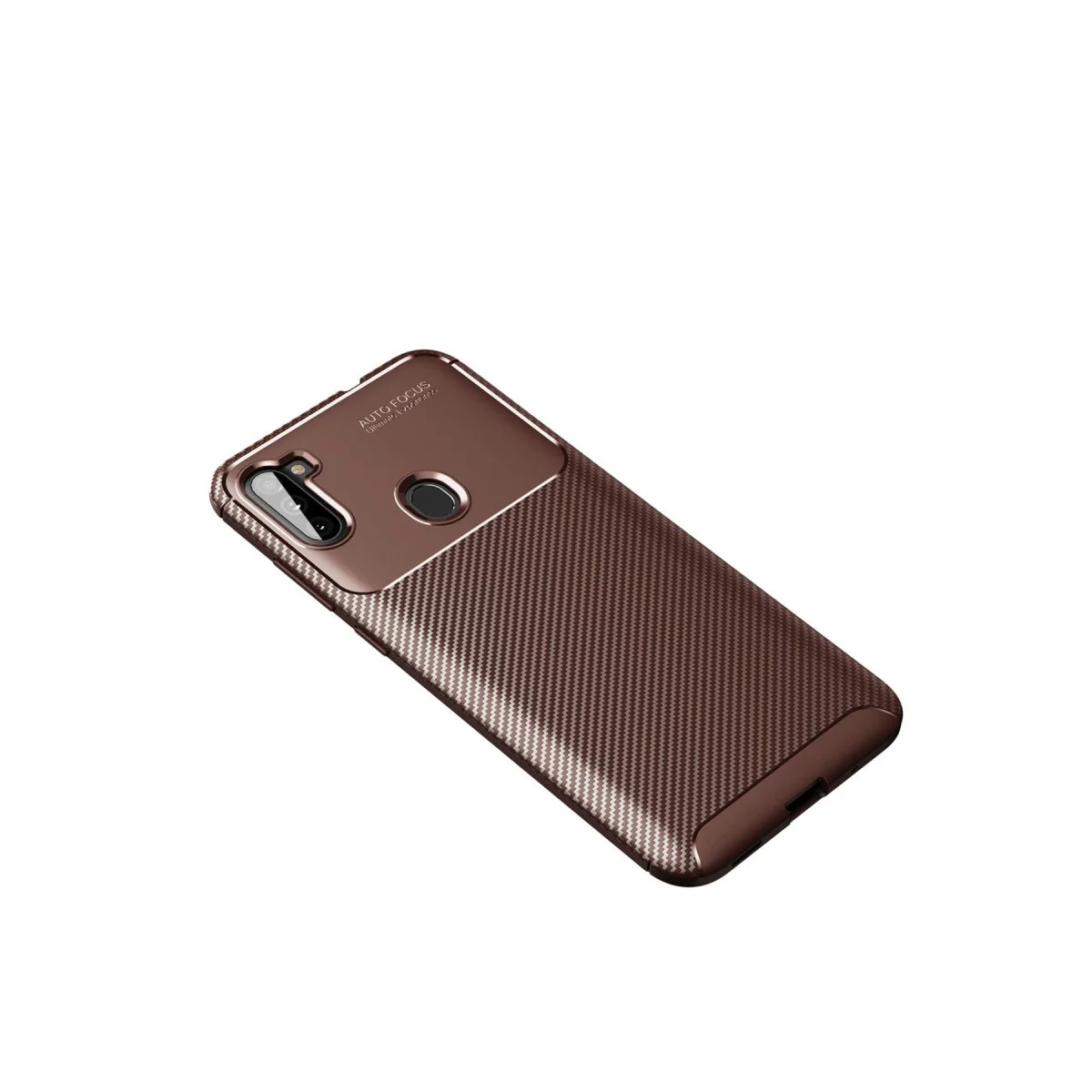 Galaxy A11 Kılıf Auto Focus Karbon Kapak - Kahverengi Darbe Korumalı
