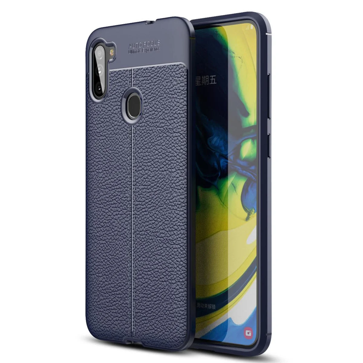 Galaxy A11 Kılıf Auto Focus - Premium Deri Dokulu Darbe Korumalı Kılıf (Lacivert)