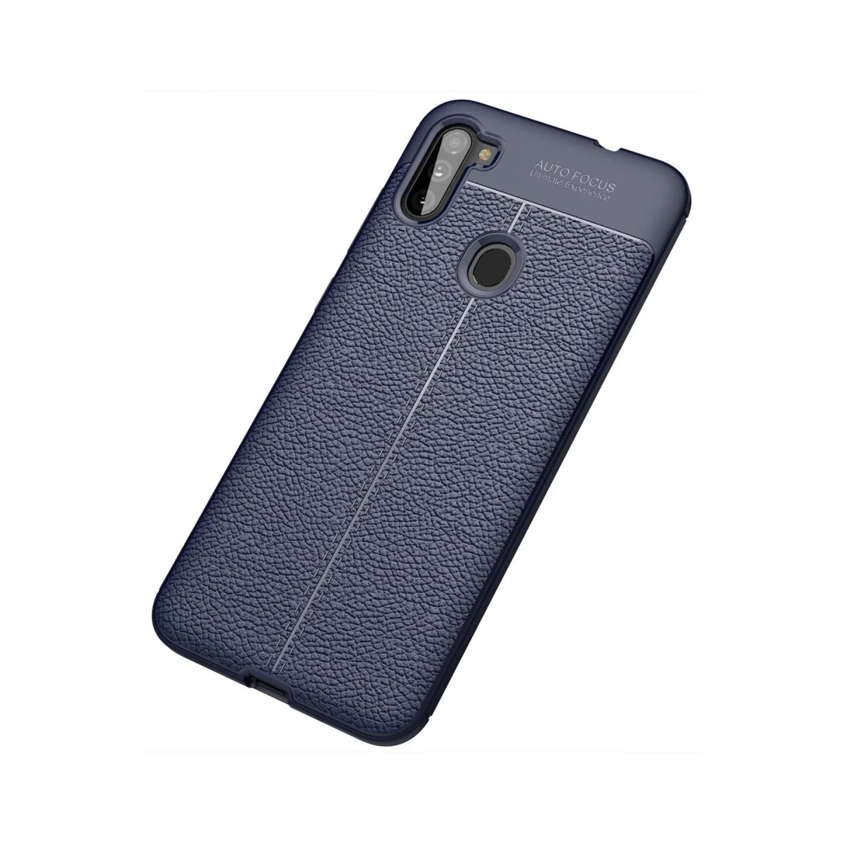 Galaxy A11 Kılıf Auto Focus - Premium Deri Dokulu Darbe Korumalı Kılıf (Lacivert)