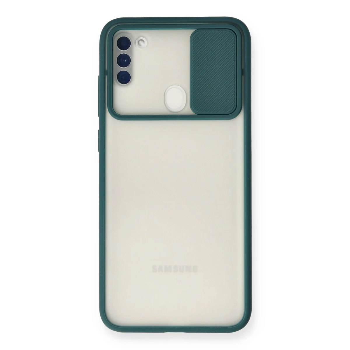 Galaxy A11 Kılıf Palm Buzlu Silikon Kamera Sürgülü Yeşil