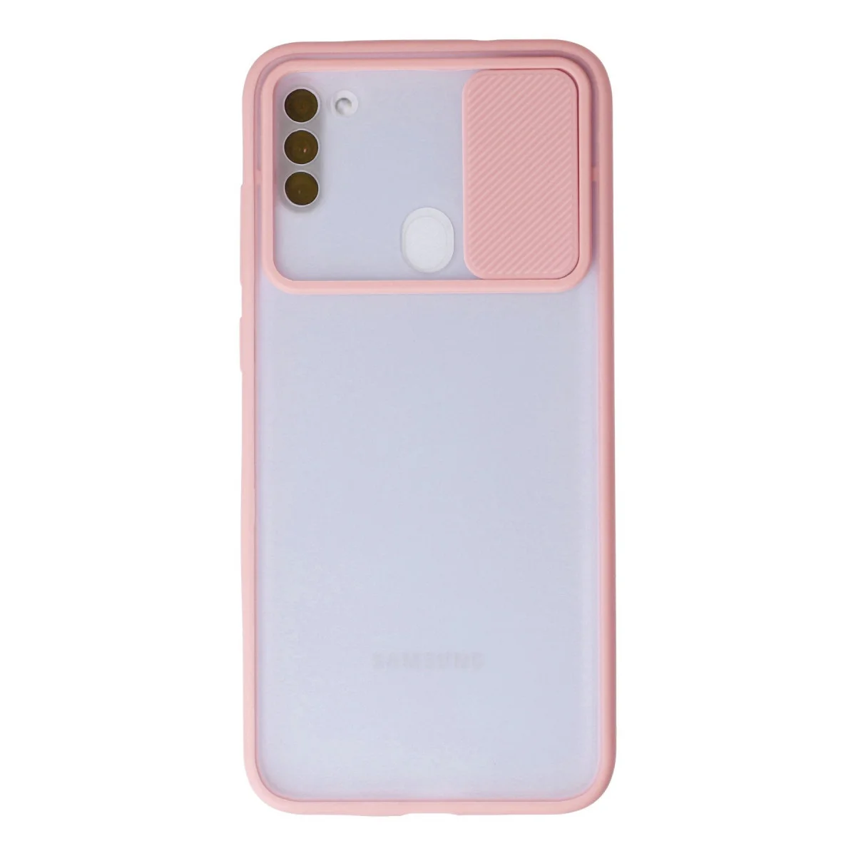 Galaxy A11 Kılıf Palm Buzlu Kamera Sürgülü Silikon - Pembe Koruma Kılıfı