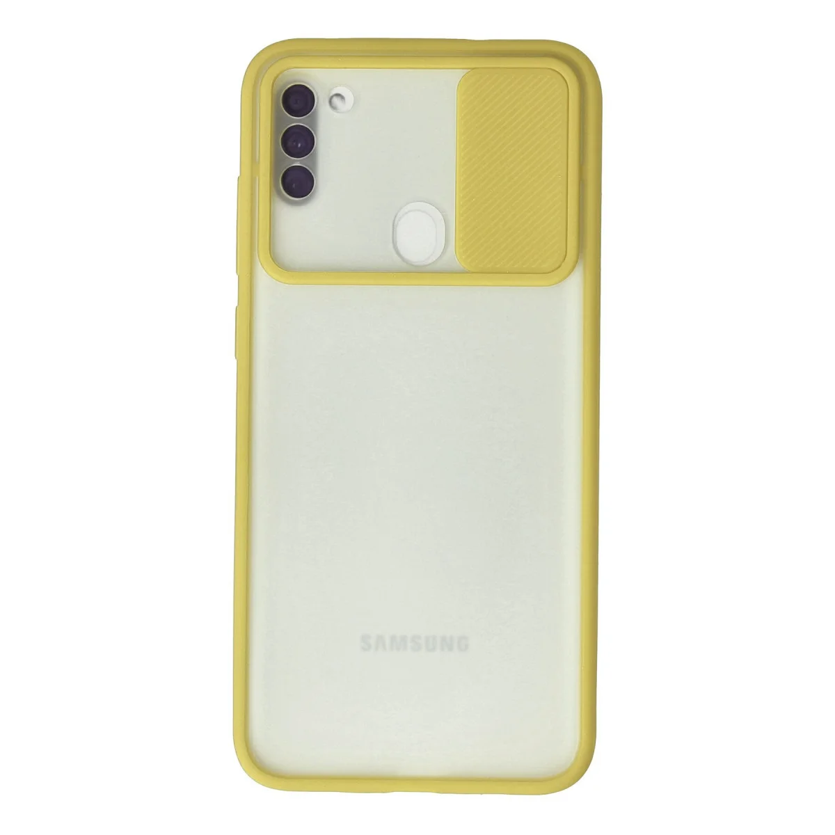 Galaxy A11 Kılıf - Palm Buzlu Kamera Sürgülü Silikon - Sarı