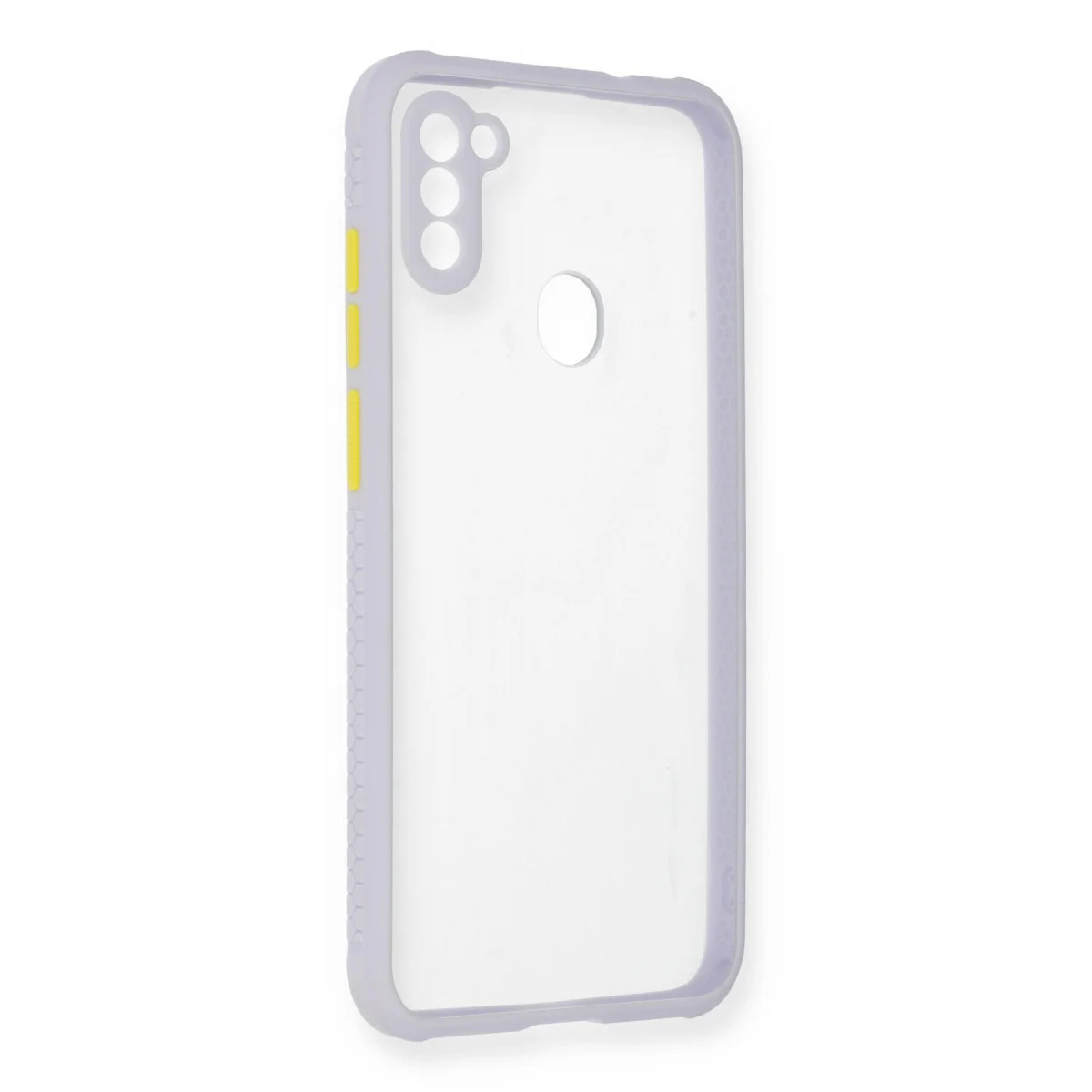 Galaxy A11 Miami Şeffaf Silikon Kılıf - Lila ve Korumalı Kılıf