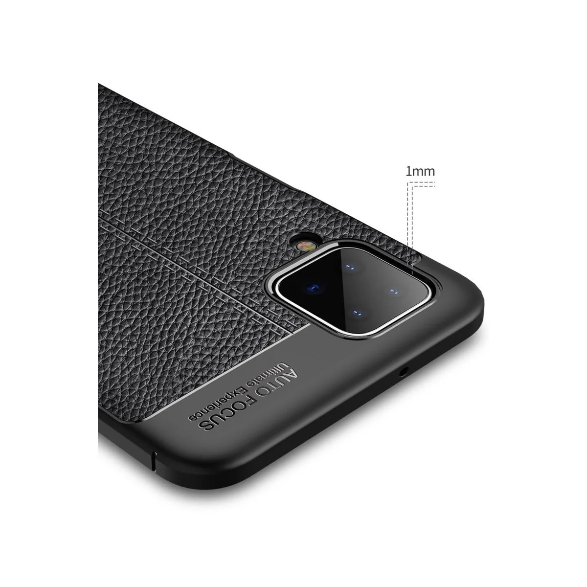 Galaxy A12 Auto Focus Kılıf - Kırmızı TPU Deri Dokulu Yüksek Darbe Korumalı Kapak