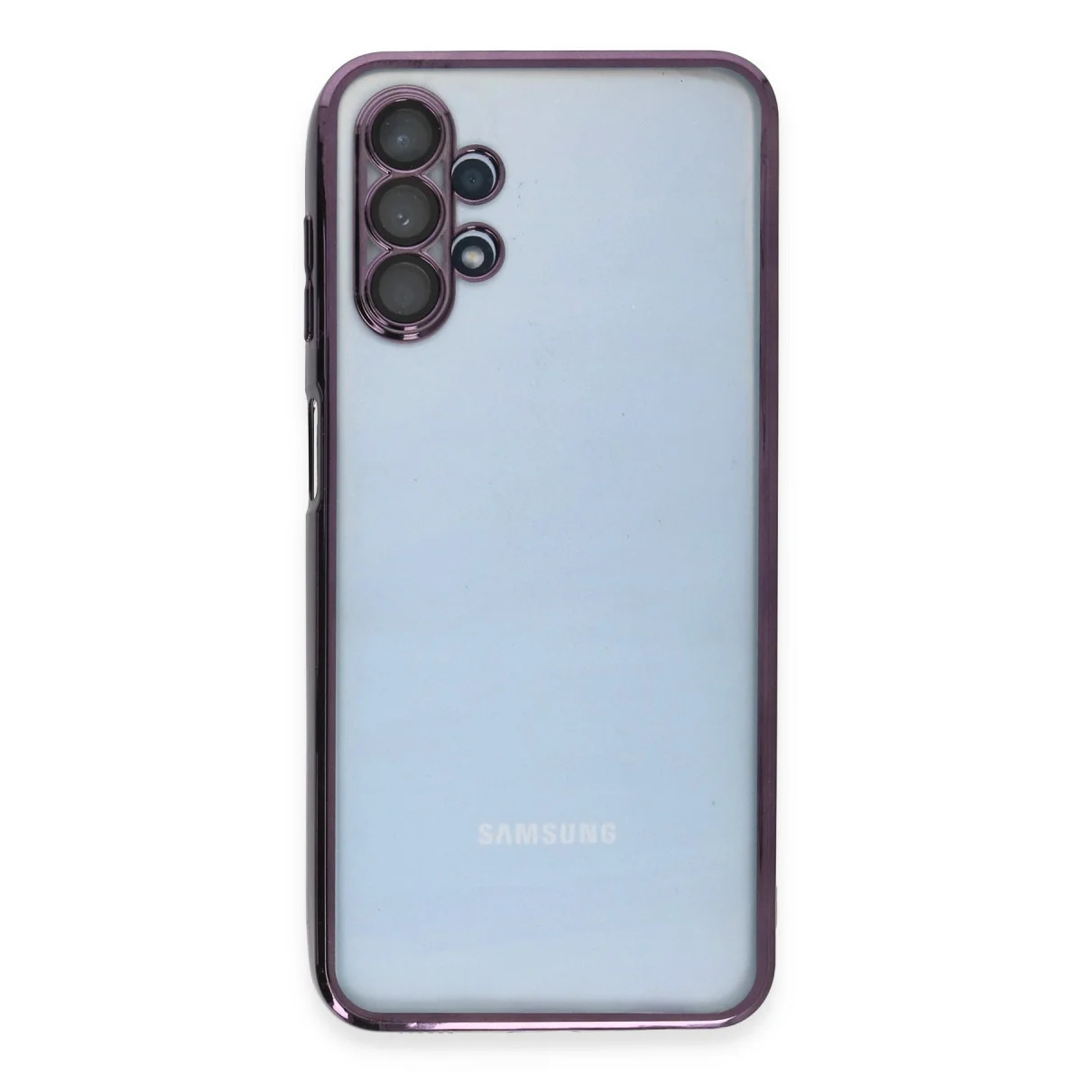 Galaxy A13 4G Silikon Kılıf Mor - Razer Lensli Kamera Koruyucu & Premium Estetik