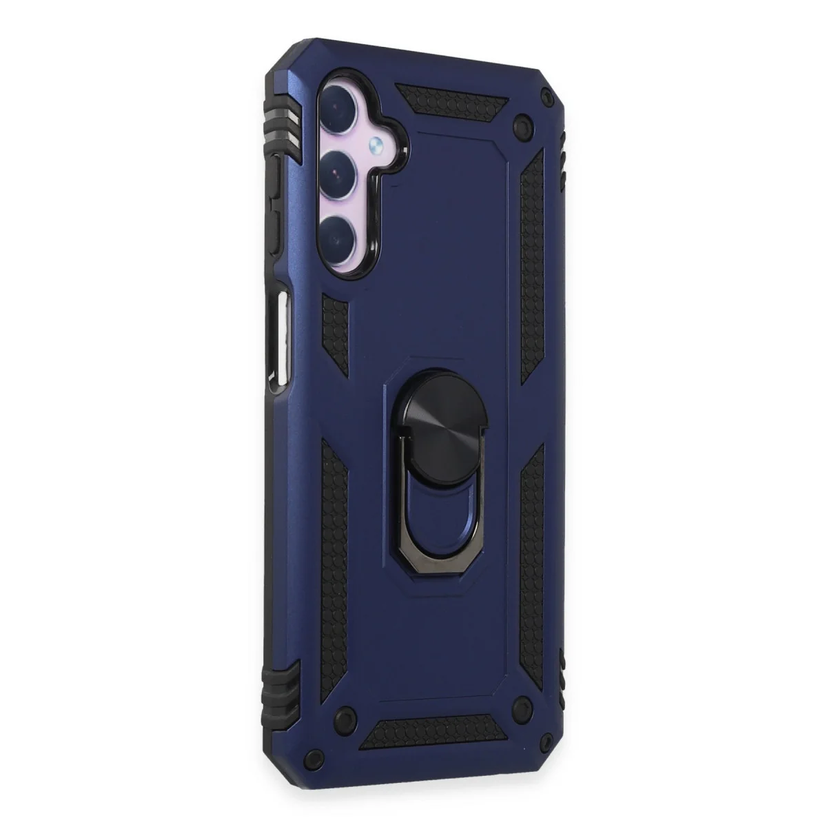 Galaxy A14 4G Kılıf - Yüzükli Silikon ve Yarı Sert Kılıf - Navy Blue