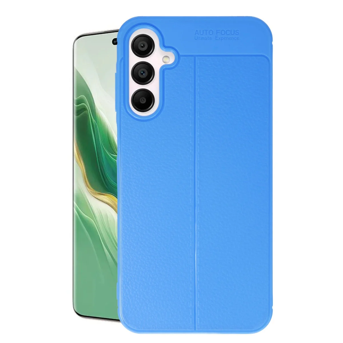Galaxy A15 4G Auto Focus Kılıf - Mavi Deri Dokulu Premium Koruma