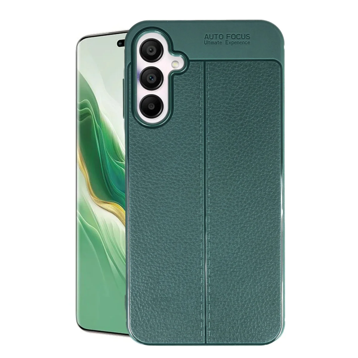 Galaxy A15 4G Kılıf Auto Focus - Koyu Yeşil TPU Deri Dokulu Yüksek Güvenlikli Koruma
