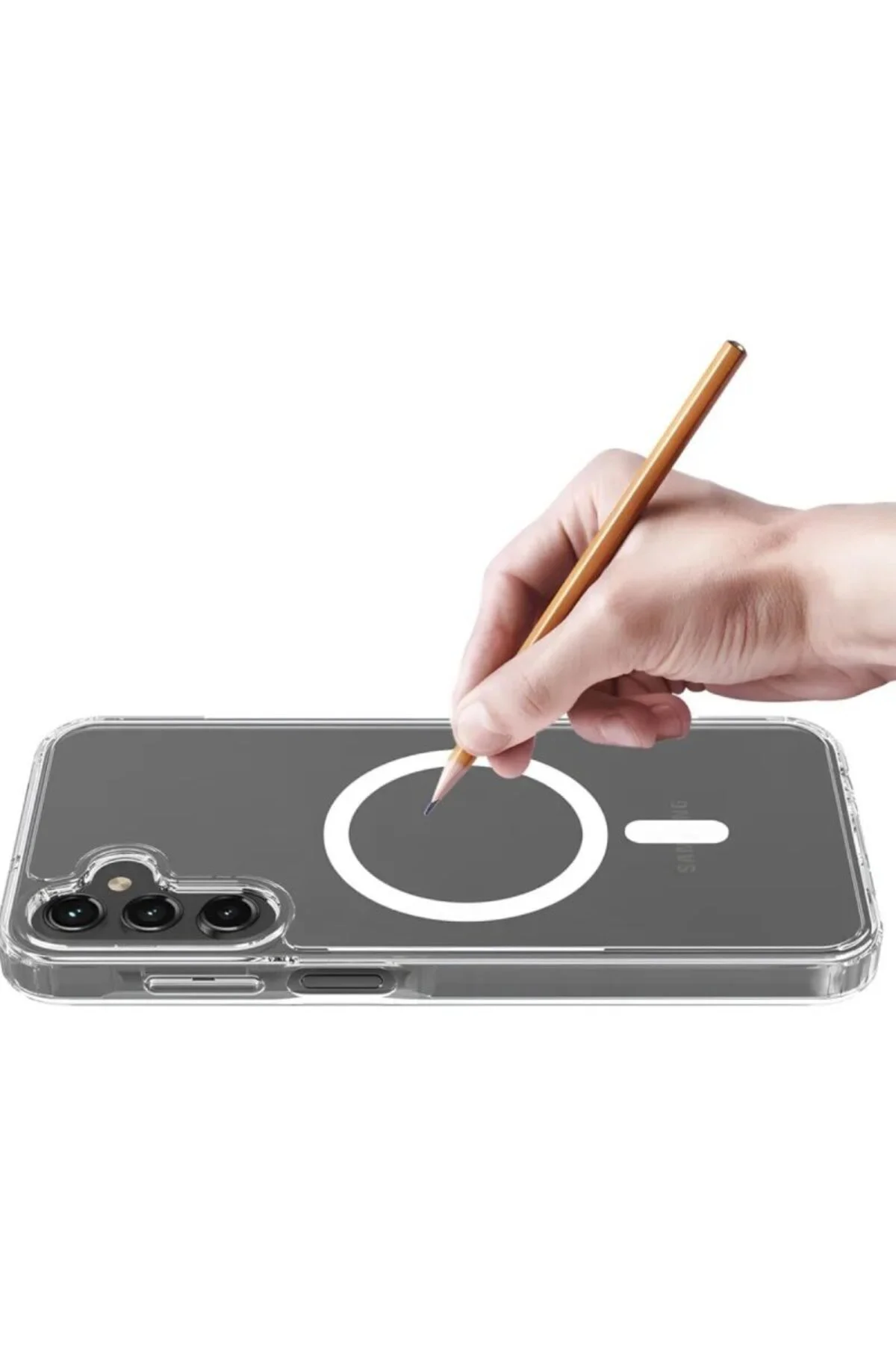 Galaxy A15 Şeffaf Mika Sararmaz Sert Magsafe Kılıf