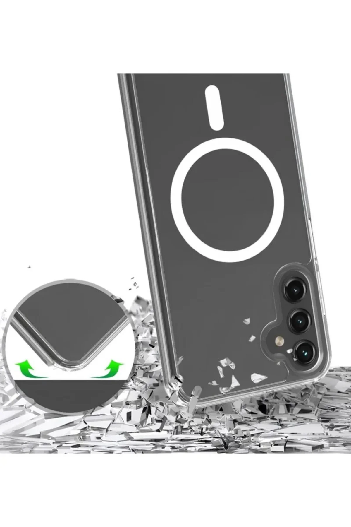 Galaxy A15 Şeffaf Mika Sararmaz Sert Magsafe Kılıf