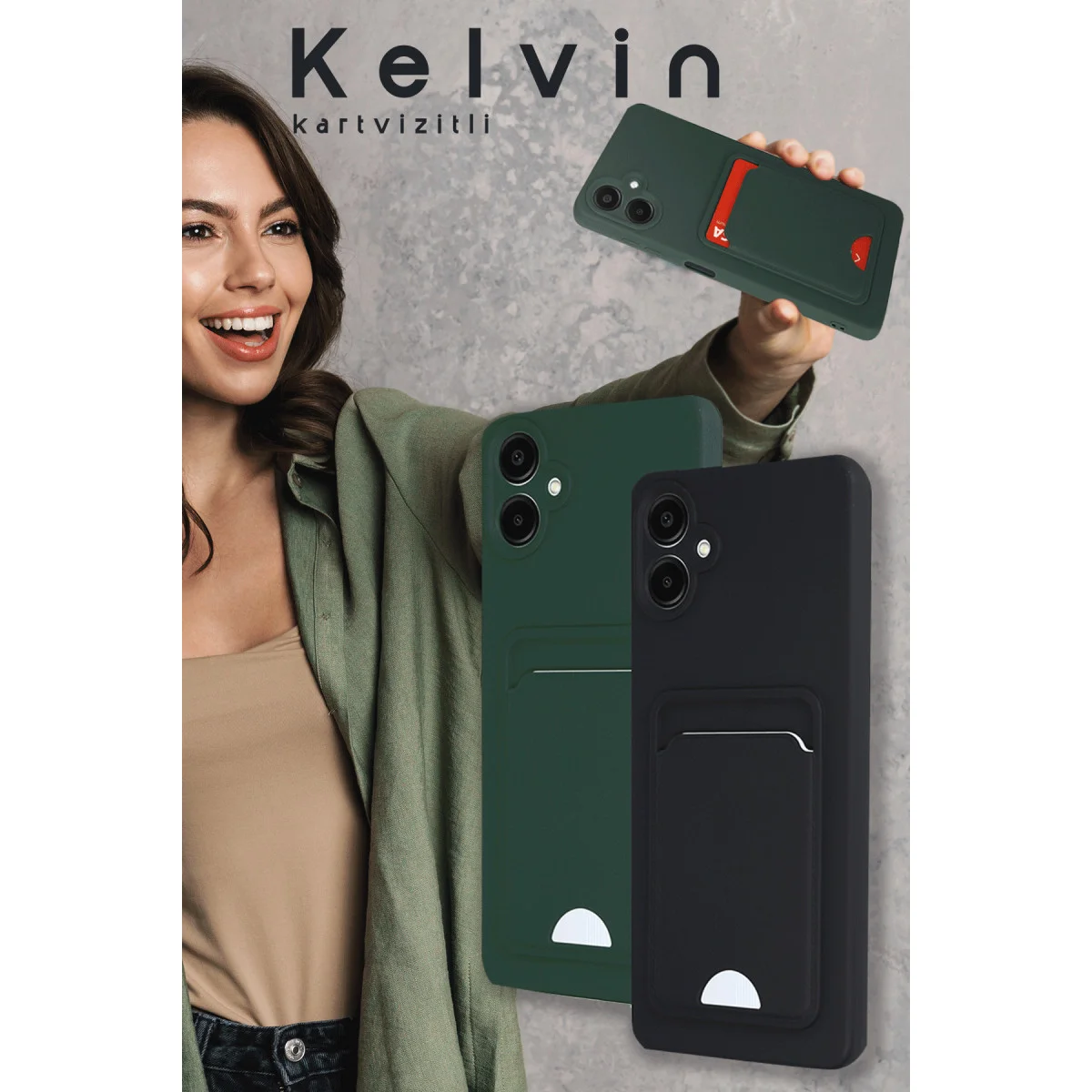 Galaxy A16 5G Kılıf Kelvin Kartvizitli Silikon Kırmızı - İş ve Günlük Yaşam İçin Premium Koruma