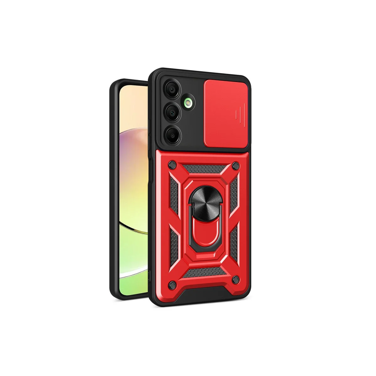 Galaxy A16 5G Kılıf - Kırmızı Pars Lens Kılıf ve Standlı Silikon Koruyucu