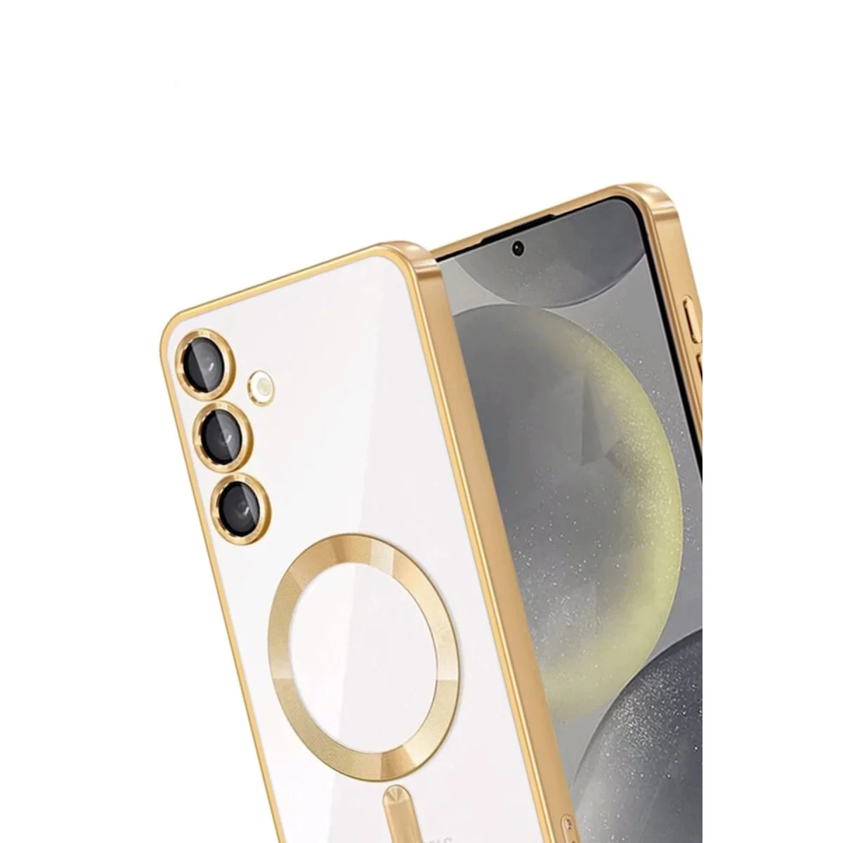 Galaxy A16 5G Kross Magneticsafe Kapak - Gold, MagSafe Uyumlu, Şeffaf, 360° Korumalı Kılıf