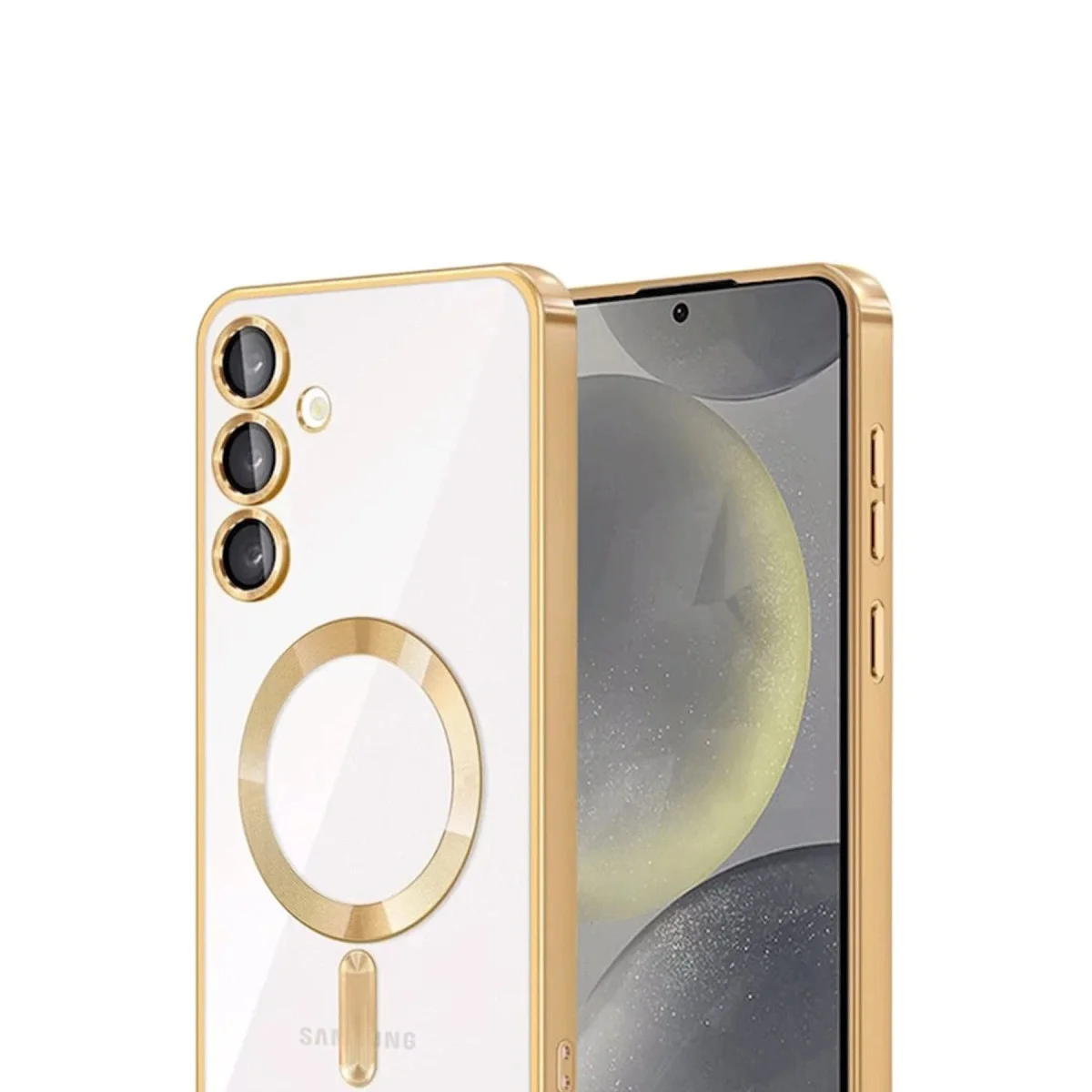 Galaxy A16 5G Kross Magneticsafe Kapak - Gold, MagSafe Uyumlu, Şeffaf, 360° Korumalı Kılıf