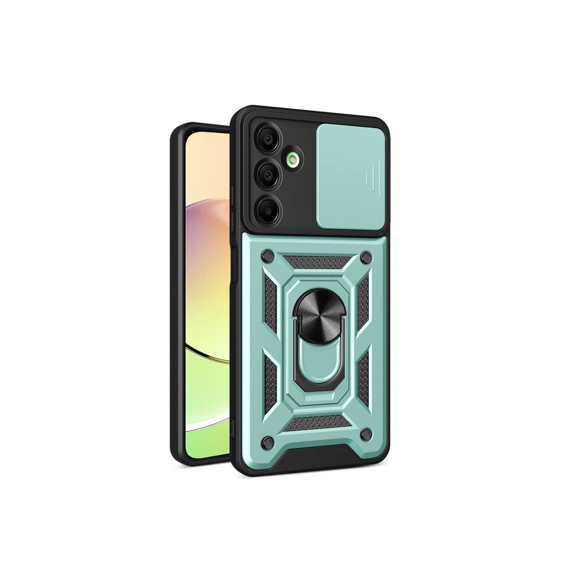 Galaxy A16 5G Pars Lens Yüzüklü Silikon Kılıf - Yeşil