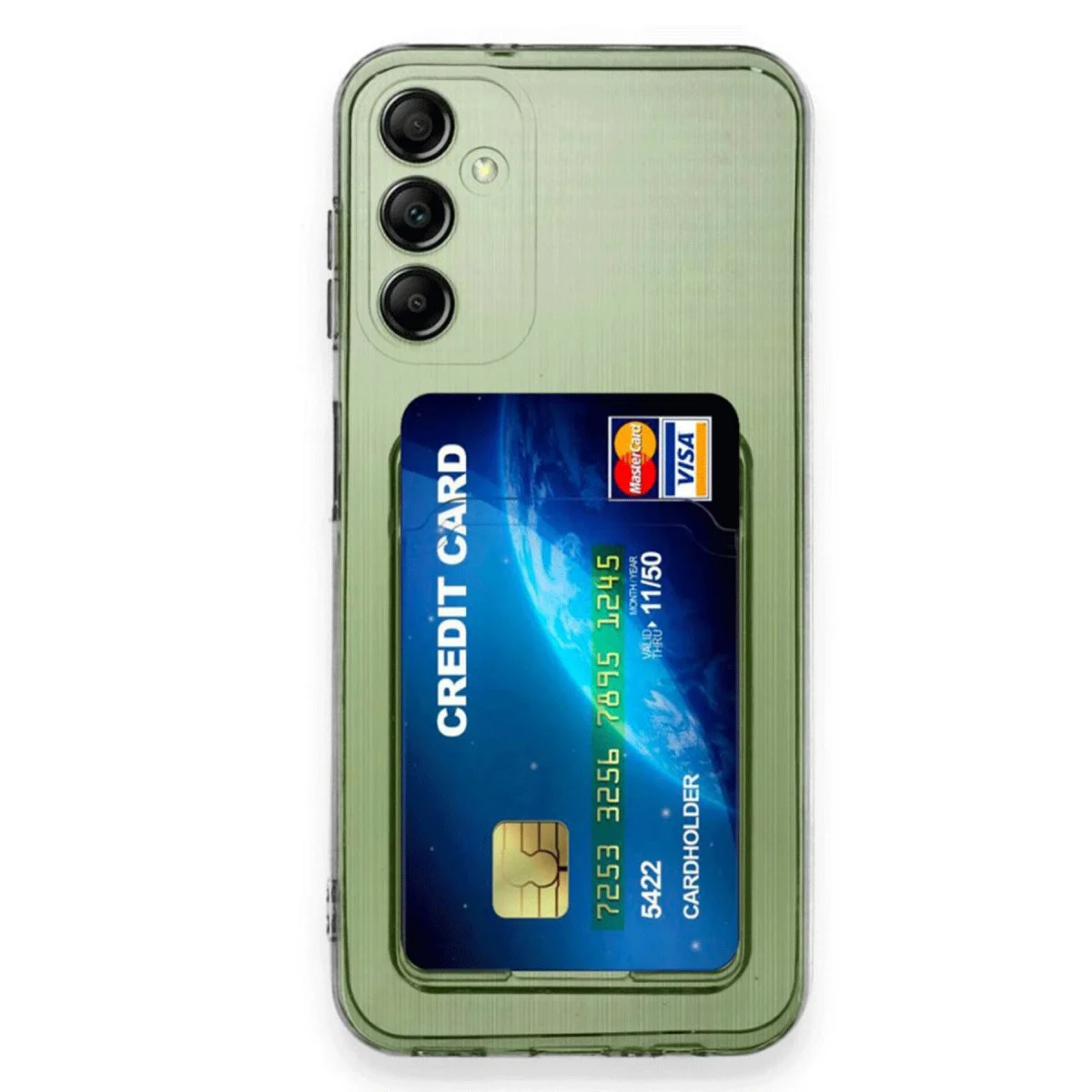 Galaxy A16 5G Şeffaf Silikon Kılıf - Kartlı Pratik Koruma Kılıfı