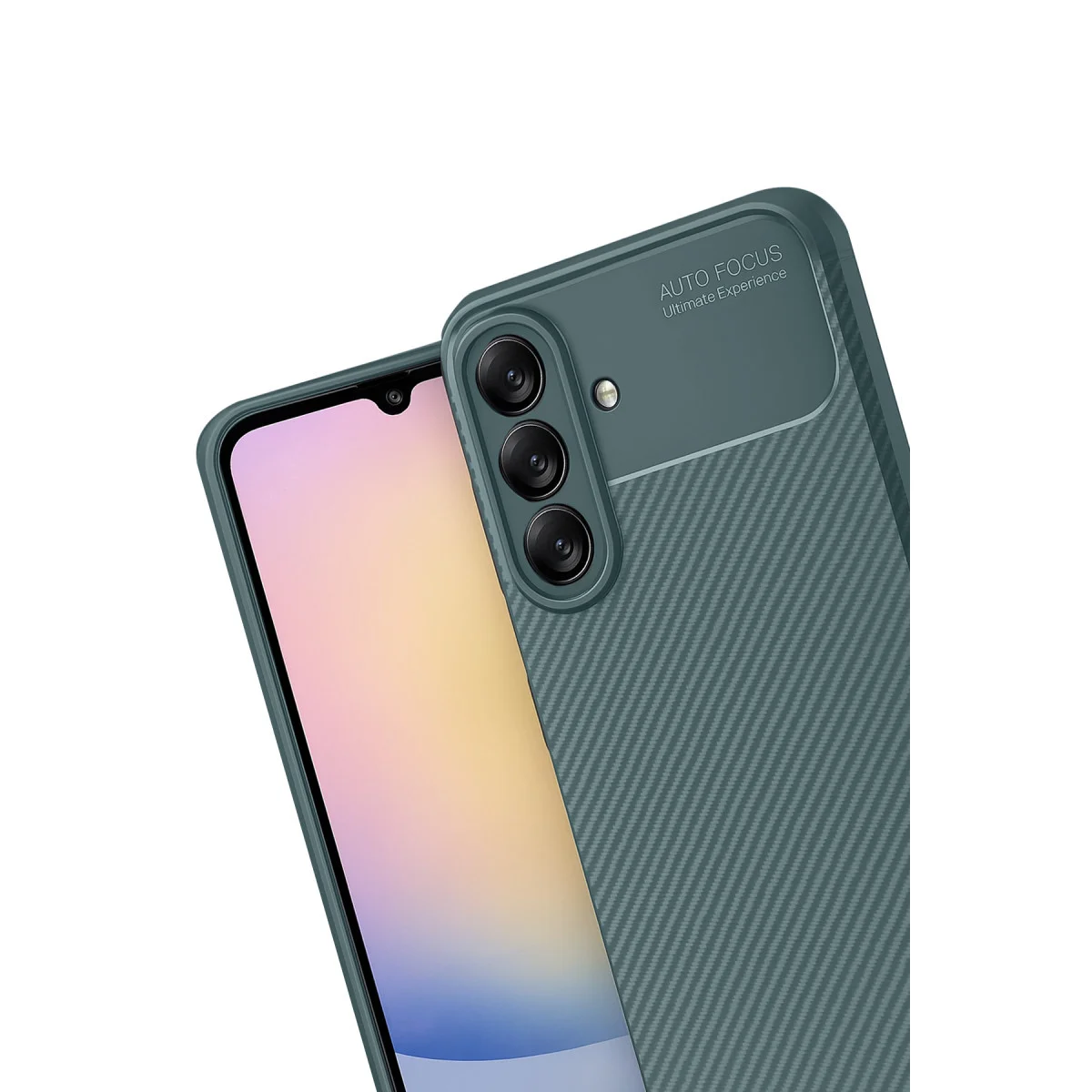 Galaxy A17 5G Auto Focus Karbon Kapak - Koyu Yeşil Pürüzsüz ve Koruyucu Kılıf