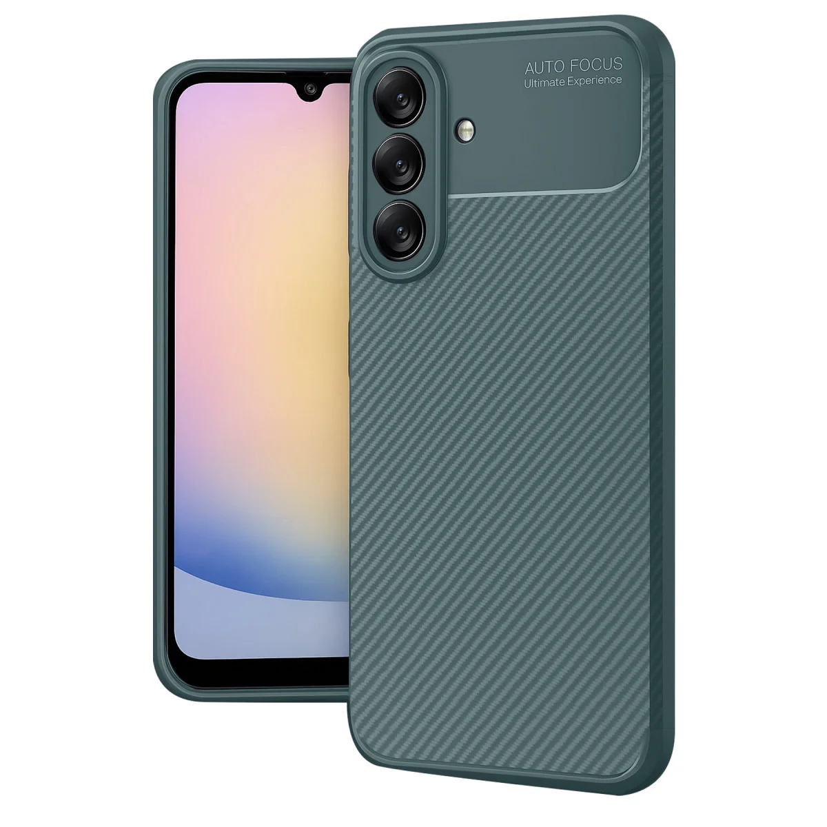 Galaxy A17 5G Auto Focus Karbon Kapak - Koyu Yeşil Pürüzsüz ve Koruyucu Kılıf