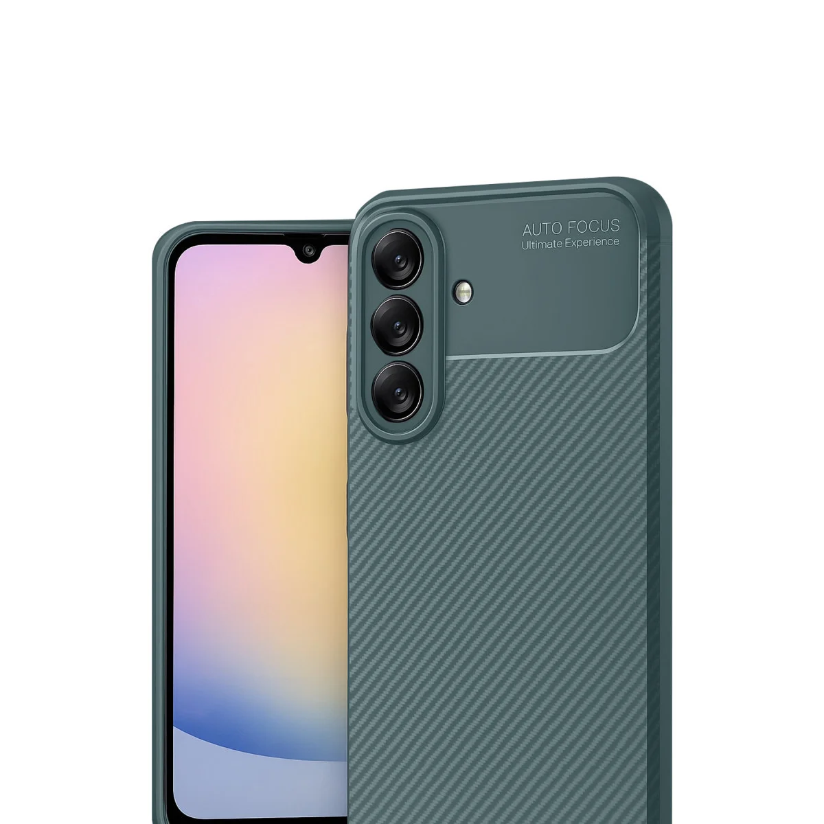 Galaxy A17 5G Auto Focus Karbon Kapak - Koyu Yeşil Pürüzsüz ve Koruyucu Kılıf