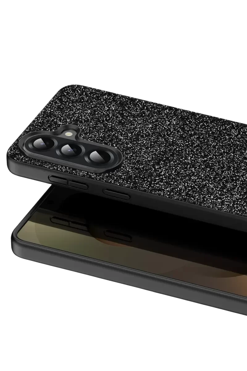 Galaxy A17 5G ile Uyumlu Simli Kapak - Siyah Boncuk İşlemeli Şık Telefon Kılıfı