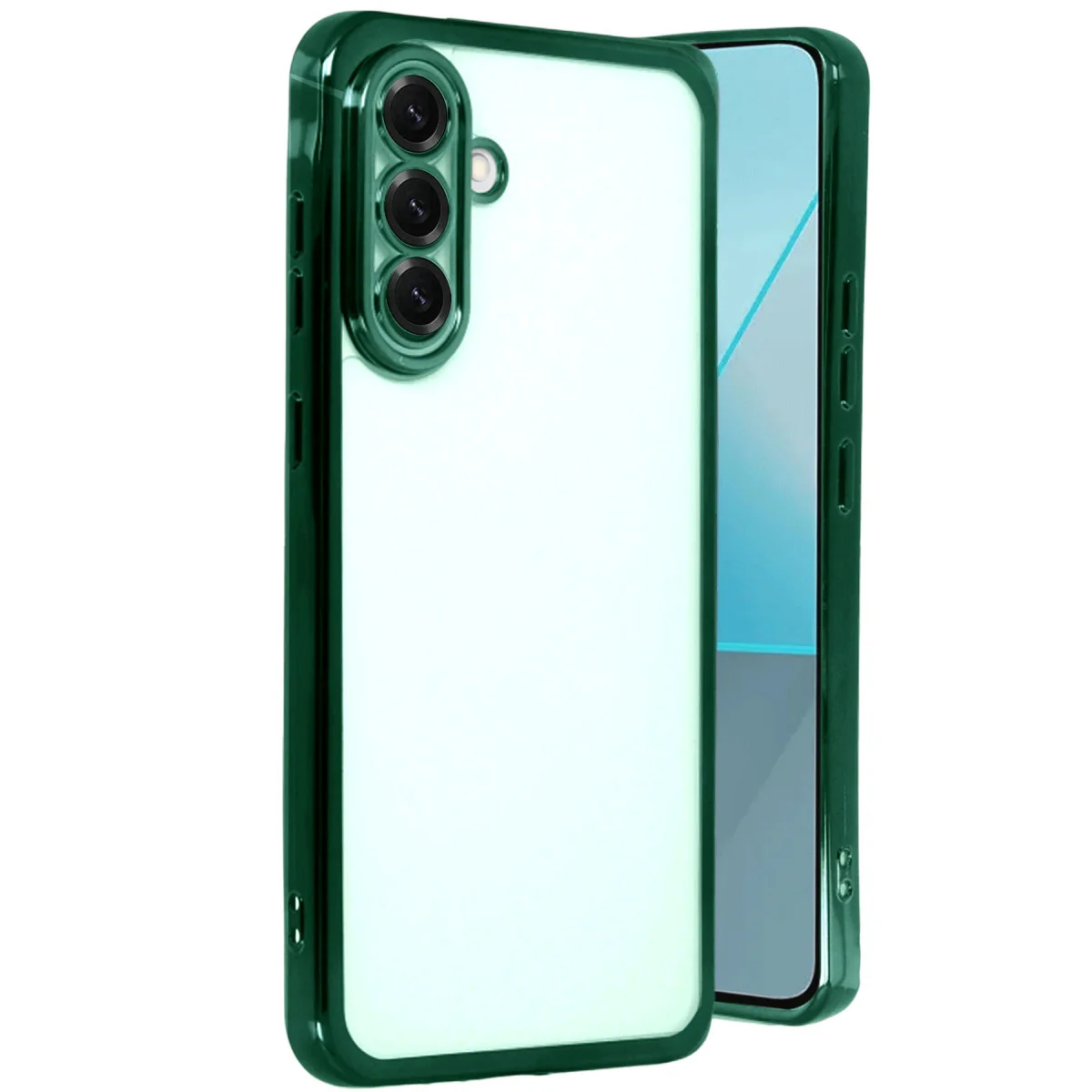 Galaxy A17 5G Razer Lensli Silikon Kılıf - Yeşil 4 Köşe Darbe Emici