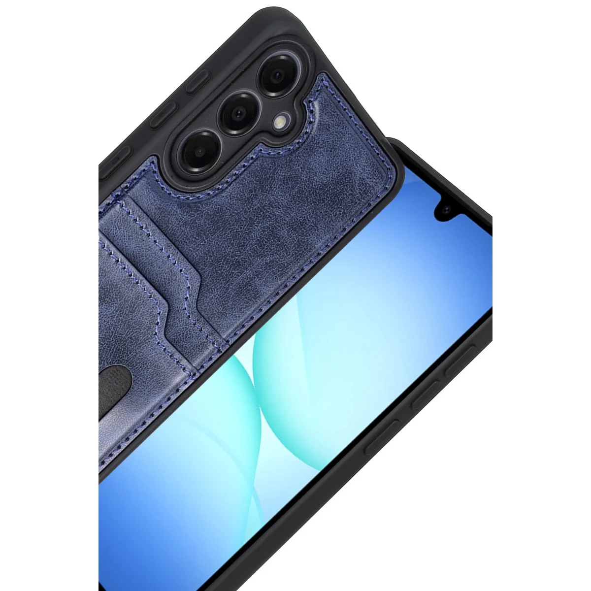 Galaxy A17 5G Sara Kartvizitli Deri Kılıf - Lacivert