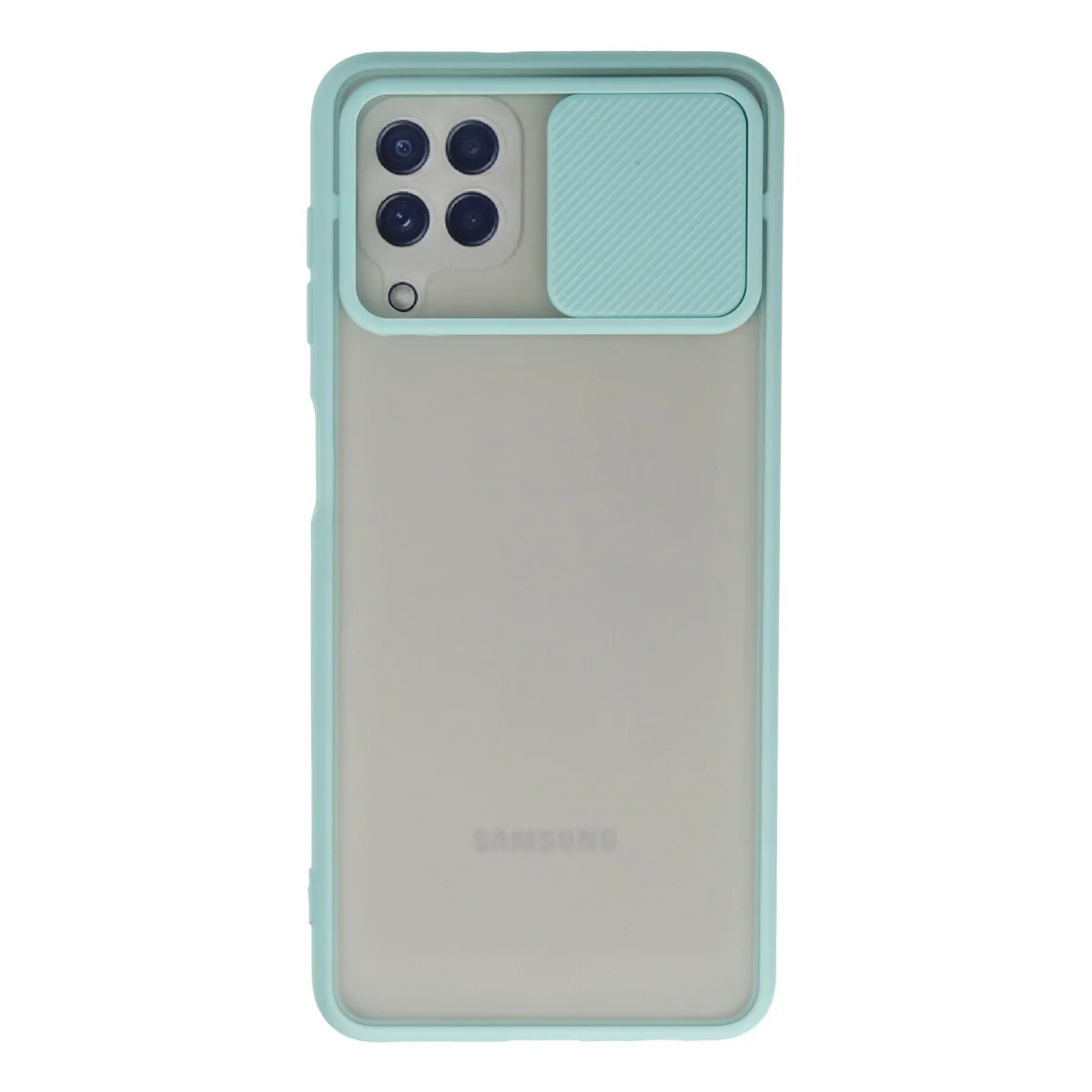 Galaxy A22 Kılıf - Buzlu Kamera Sürgülü Silikon Kılıf Turkuaz