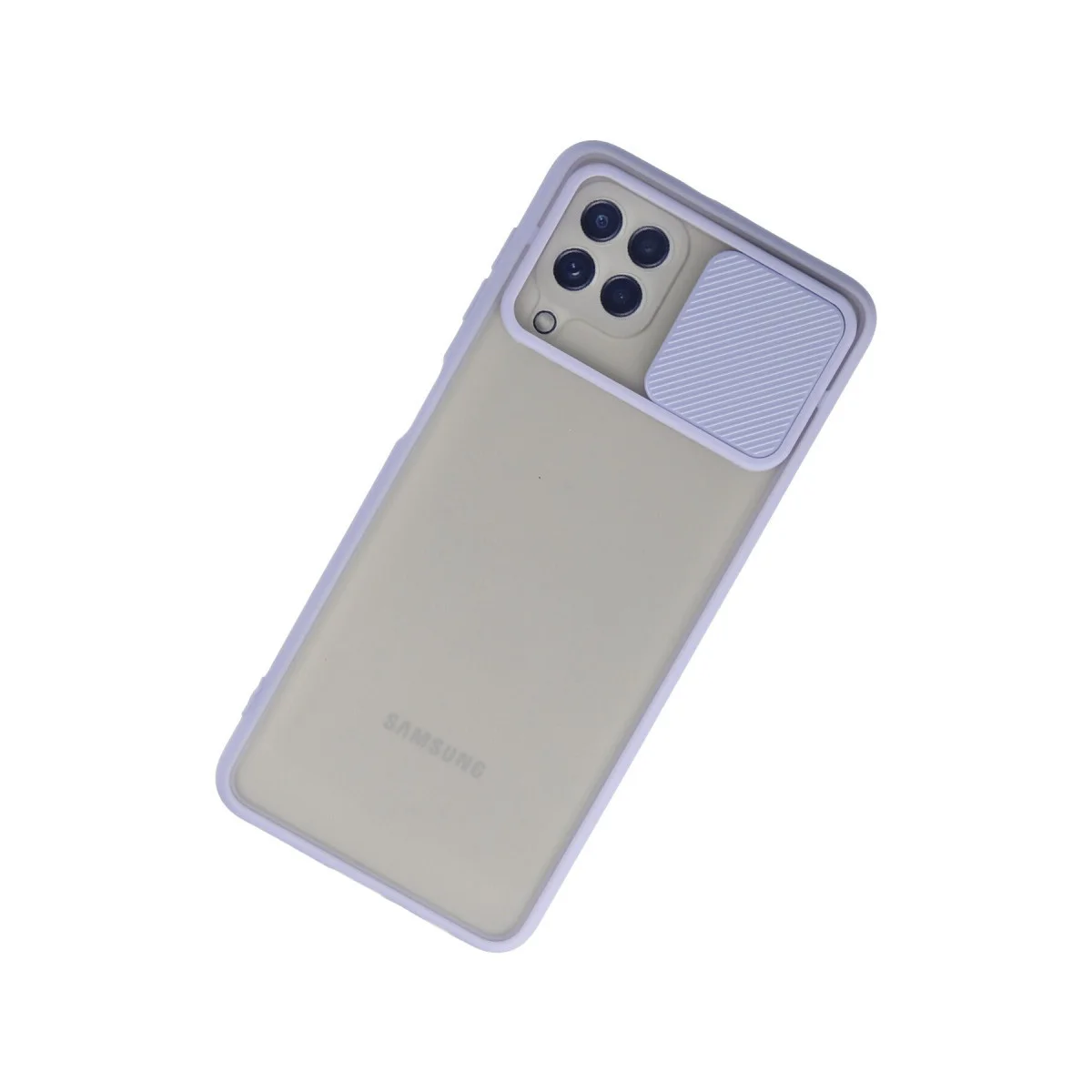 Galaxy A22 Kılıf: Palm Buzlu Silikon Kamera Koruma - Lila