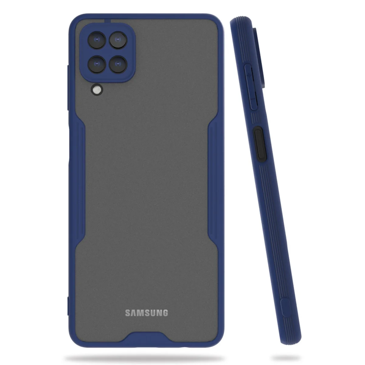 Galaxy A22 Kılıf Platin Silikon - Lacivert TPU Fiber Karışımı Koruma
