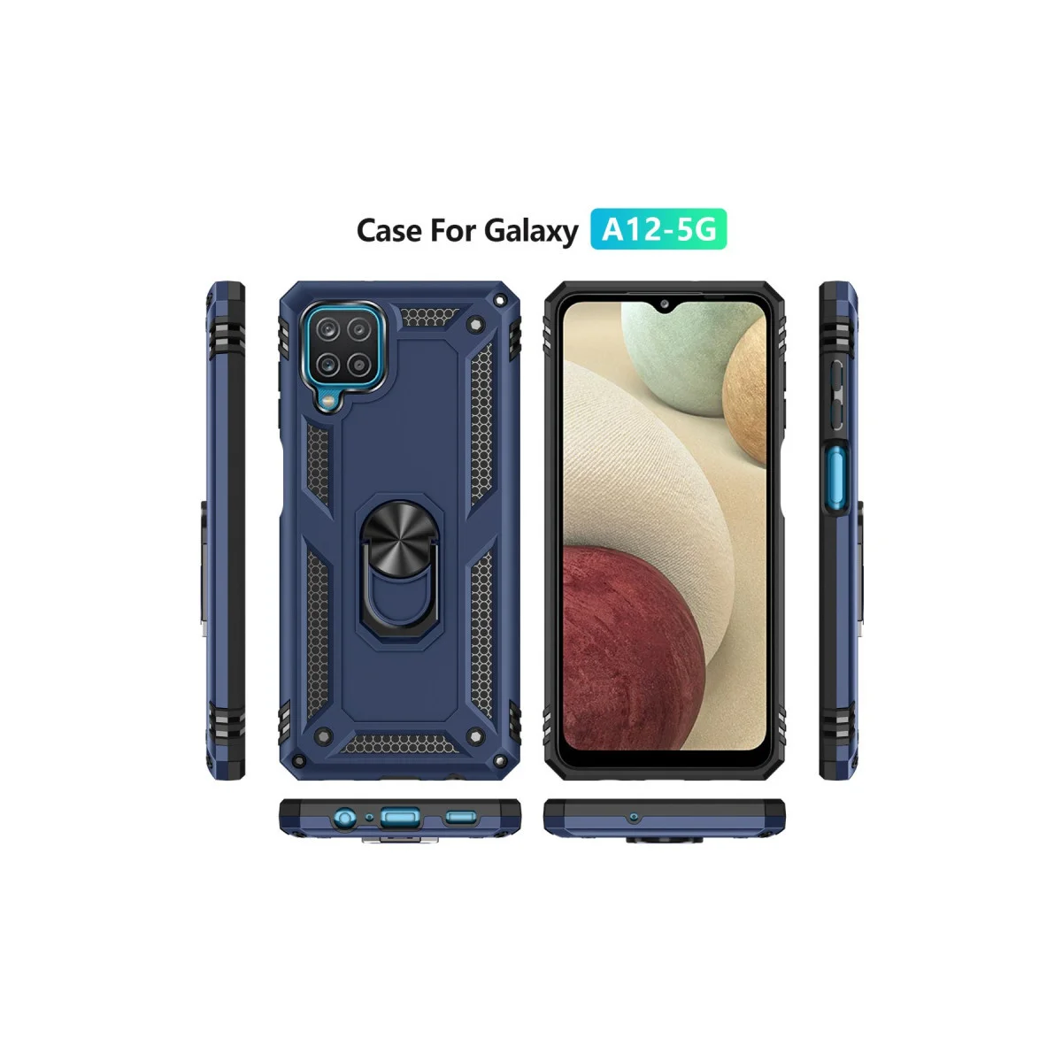 Galaxy A22 Kılıf - Sofya Yüzüklü Silikon Koruma - Lacivert
