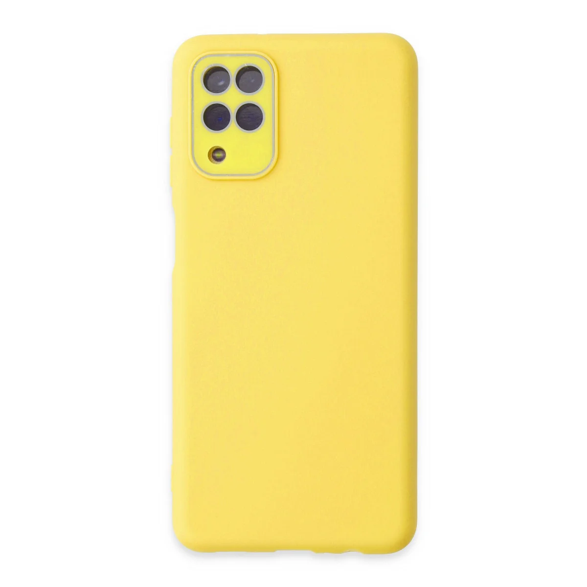 Galaxy A22 Lansman Glass Kılıf - Sarı TPU Yumuşak Kılıf ve Koruyucu Kapak