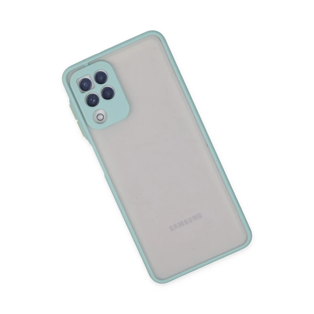 Galaxy A22 Montreal Silikon Kılıf Turkuaz - Kamera Korumalı, Darbe Emici ve Mat Arka Panel