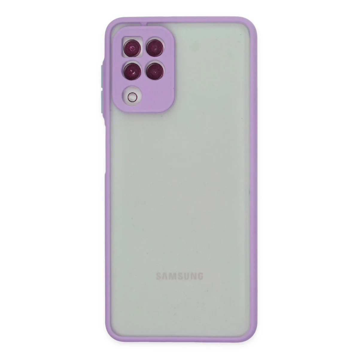 Galaxy A22 Montreal Silikon Kapak - Kamera Korumalı Mor Kılıf
