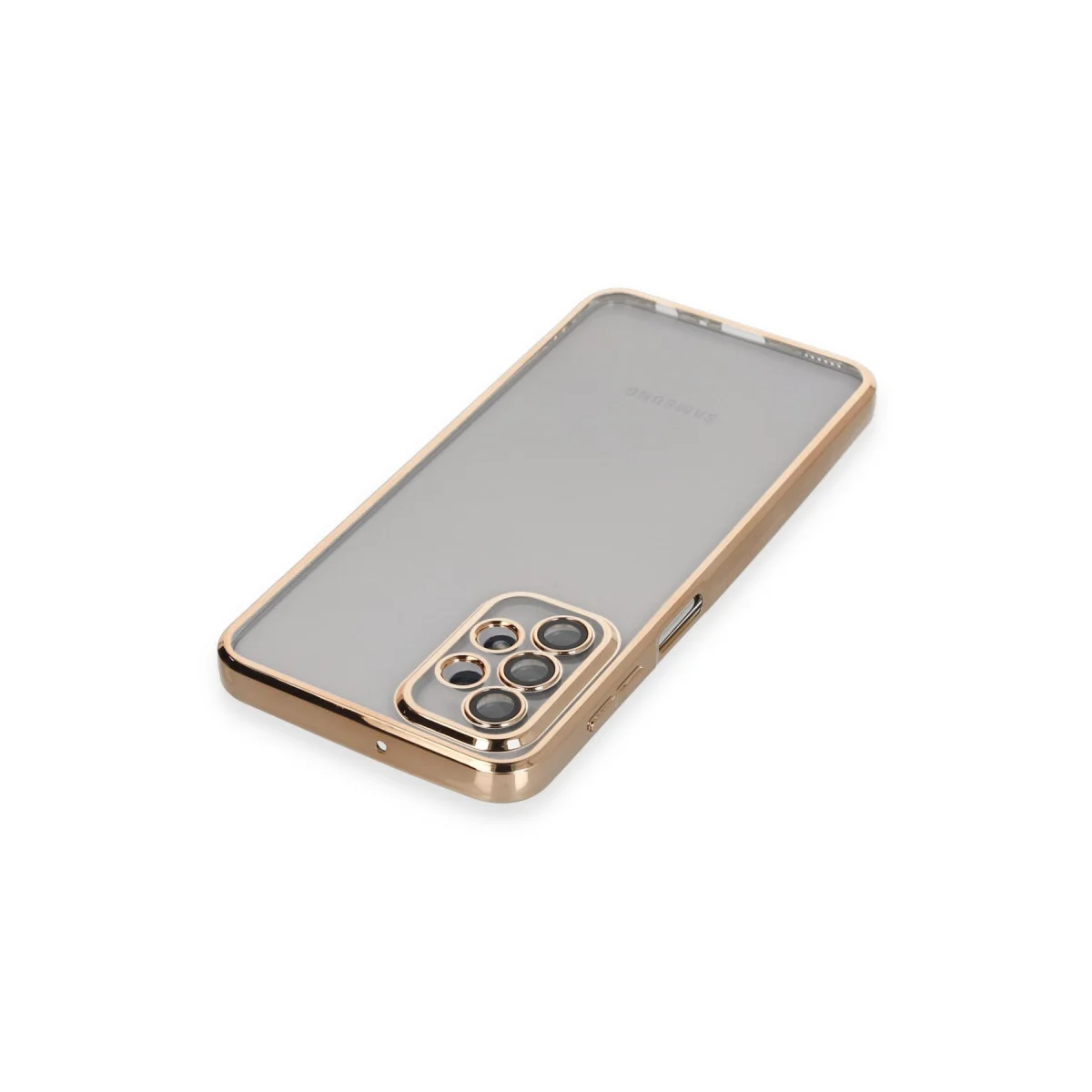 Galaxy A23 4G Kılıf Razer Lensli Silikon - Gold - 4 Köşe Hava Yastığı ve Kamera Koruması