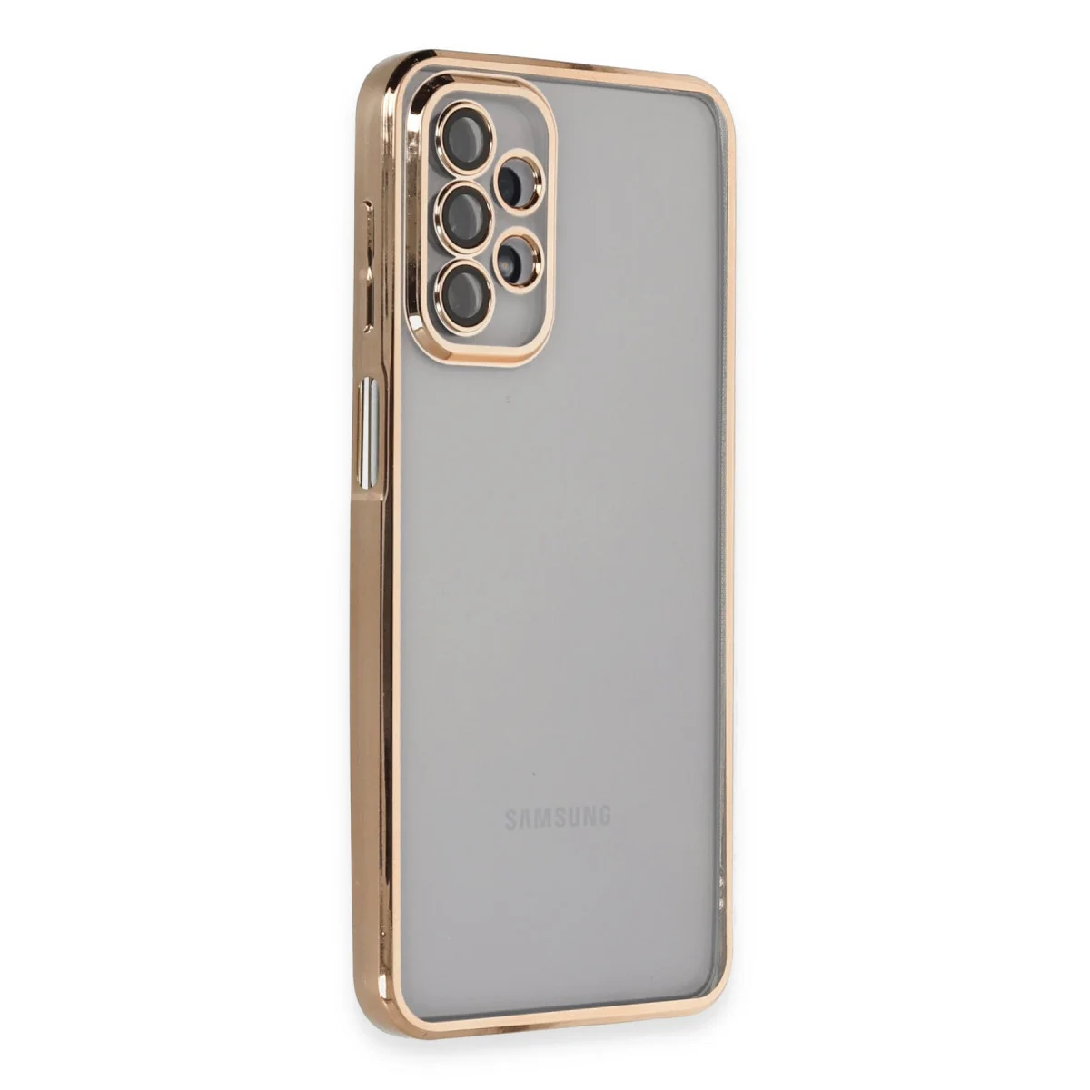 Galaxy A23 4G Kılıf Razer Lensli Silikon - Gold - 4 Köşe Hava Yastığı ve Kamera Koruması