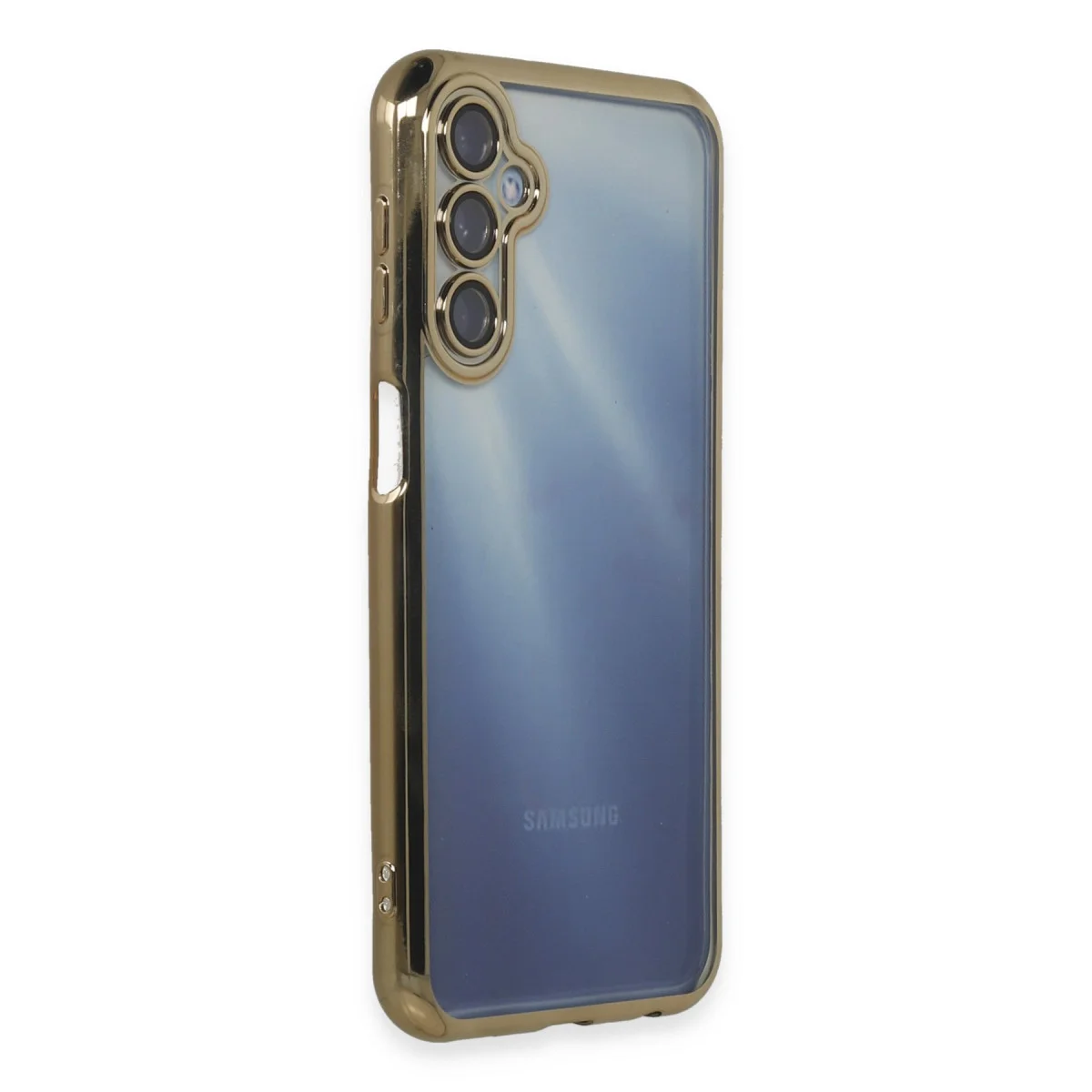 Galaxy A25 5G Razer Lensli Silikon Kılıf - Gold (Estetik ve 4 Köşe Darbe Emici)