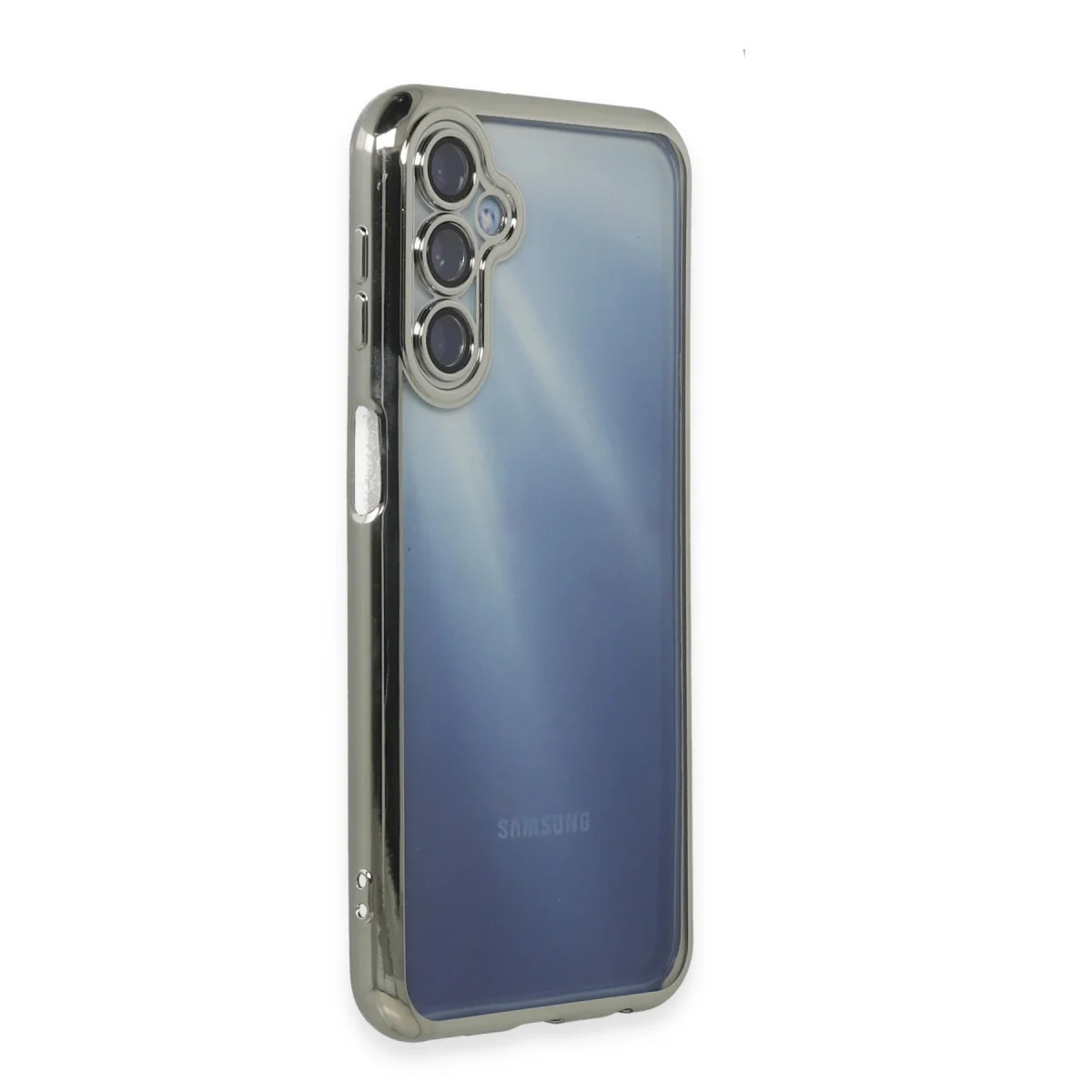 Galaxy A25 5G Silikon Kılıf Razer Lensli Gümüş - 4 Köşe Airbag