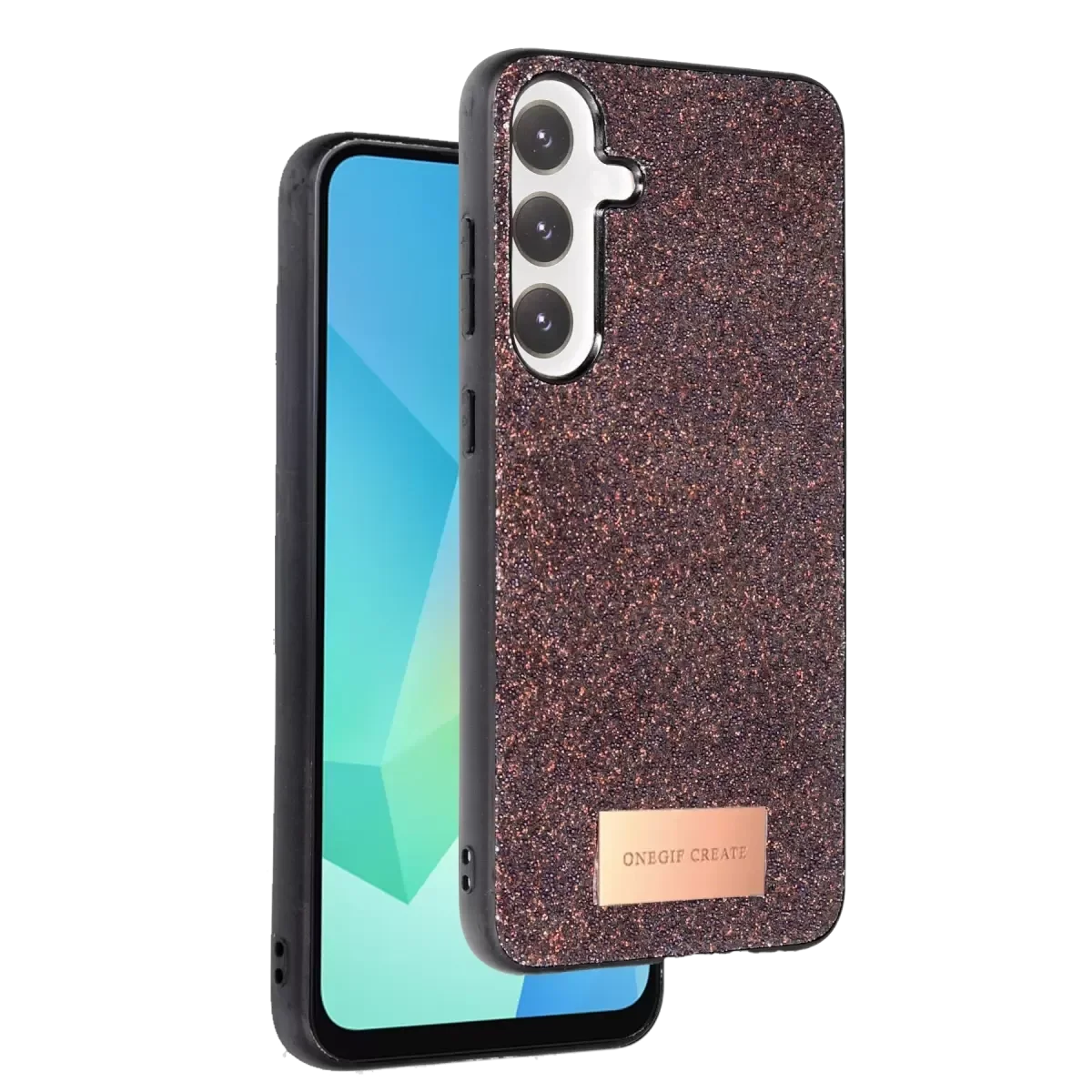 Galaxy A26 ile Uyumlu Bright Simli Kapak - Derin Mor Boncuk İşlemeli Şık Telefon Kılıfı