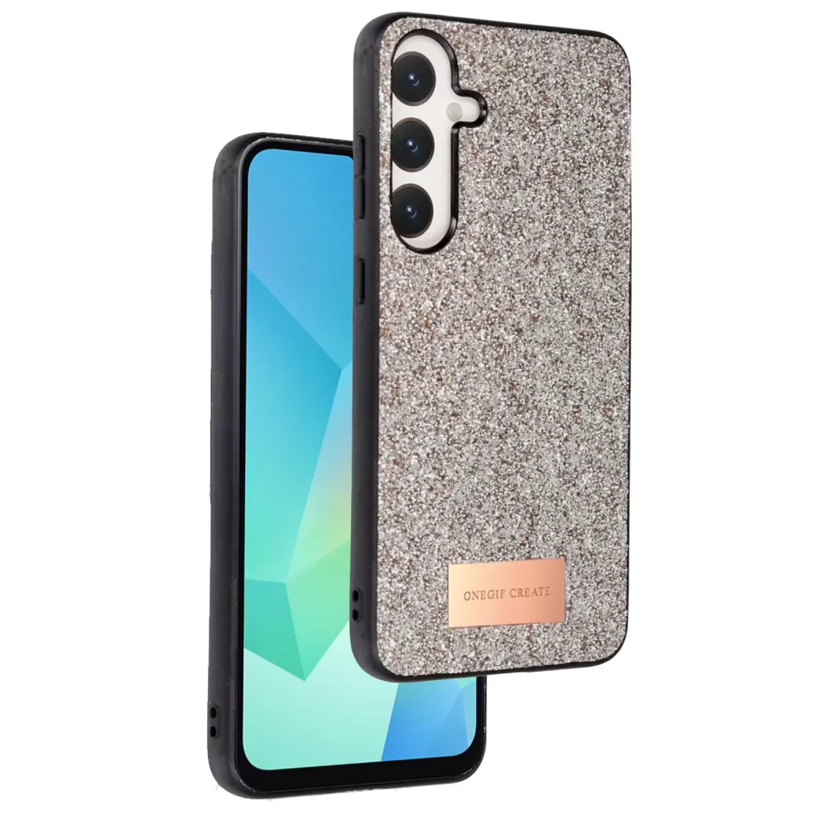 Galaxy A26 ile Uyumlu Bright Simli Kapak - Gold Boncuk İşlemeli Telefon Kılıfı