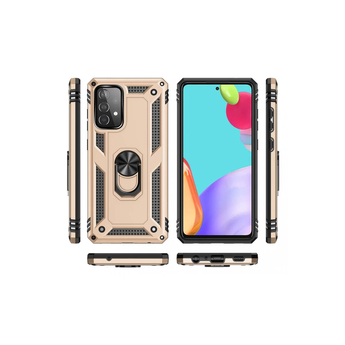 Galaxy A33 5G Kılıf - Sofya Yüzüklü Silikon Kapak - Gold (TPU & Rubber)