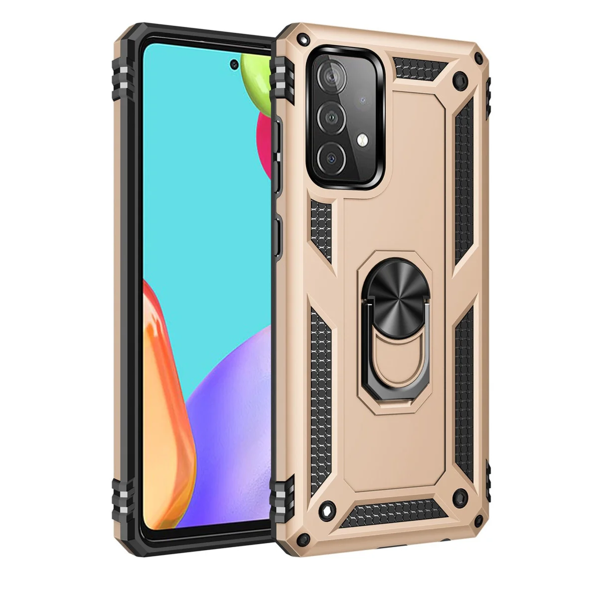 Galaxy A33 5G Kılıf - Sofya Yüzüklü Silikon Kapak - Gold (TPU & Rubber)