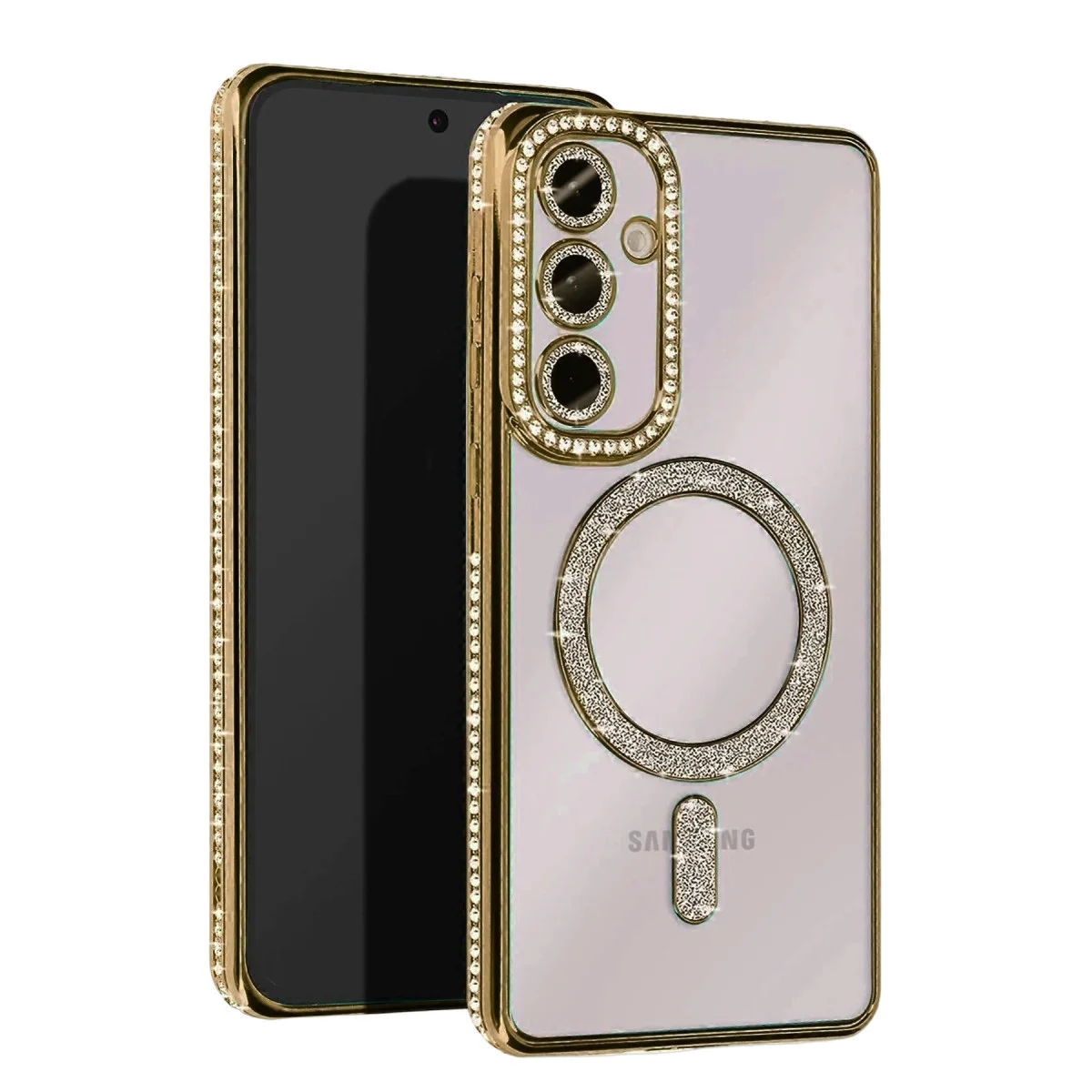 Galaxy A35 5G Joke Simli Magneticsafe Kılıf - Gold Estetik ve Güçlü Koruma