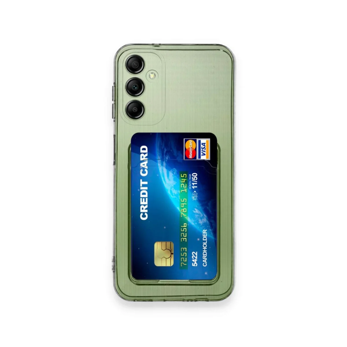 Galaxy A35 5G Kartlı Şeffaf Silikon Kılıf - Ultra Şeffaf ve Koruyucu