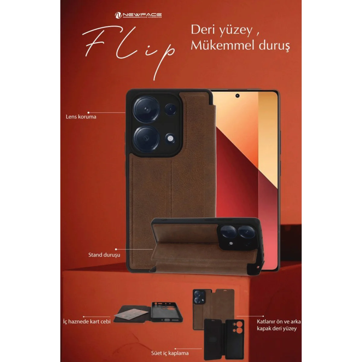 Galaxy A35 5G Kılıf Flip Cover - Taba - Şık ve Güvenli Ekran Koruma