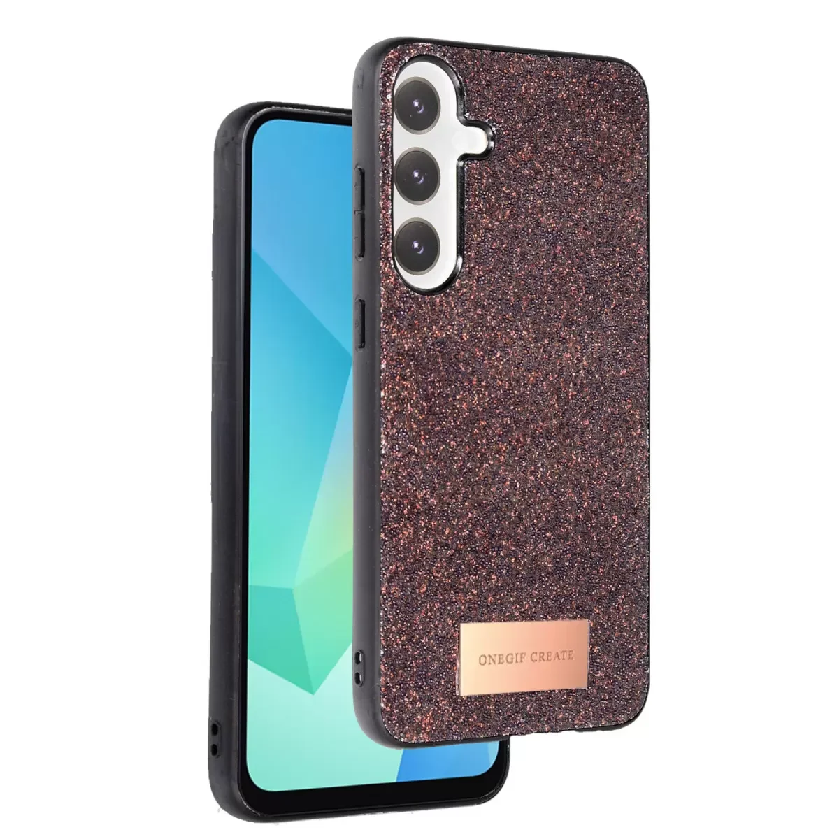 Galaxy A36 ile Uyumlu Bright Simli Kapak - Derin Mor, Boncuk İşlemeli