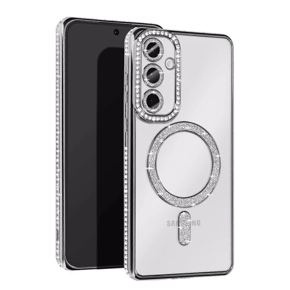 Galaxy A36 Joke Simli Magneticsafe Kılıf - Gümüş TPU Şık Tasarım ve Tam Koruma