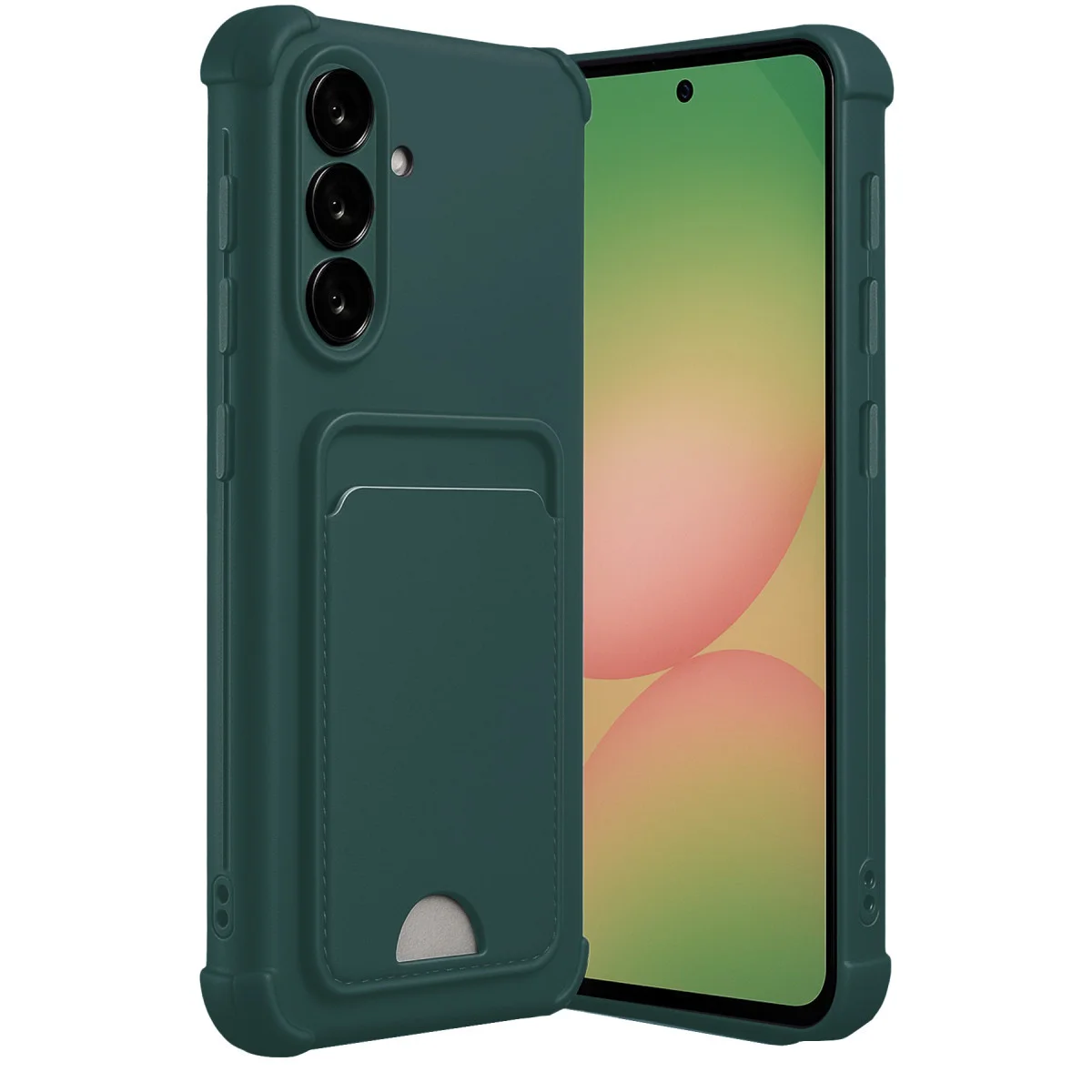 Galaxy A36 Kelvin Kartvizitli Silikon Kılıf - Koyu Yeşil Premium Koruma ve Fonksiyonel Tasarım