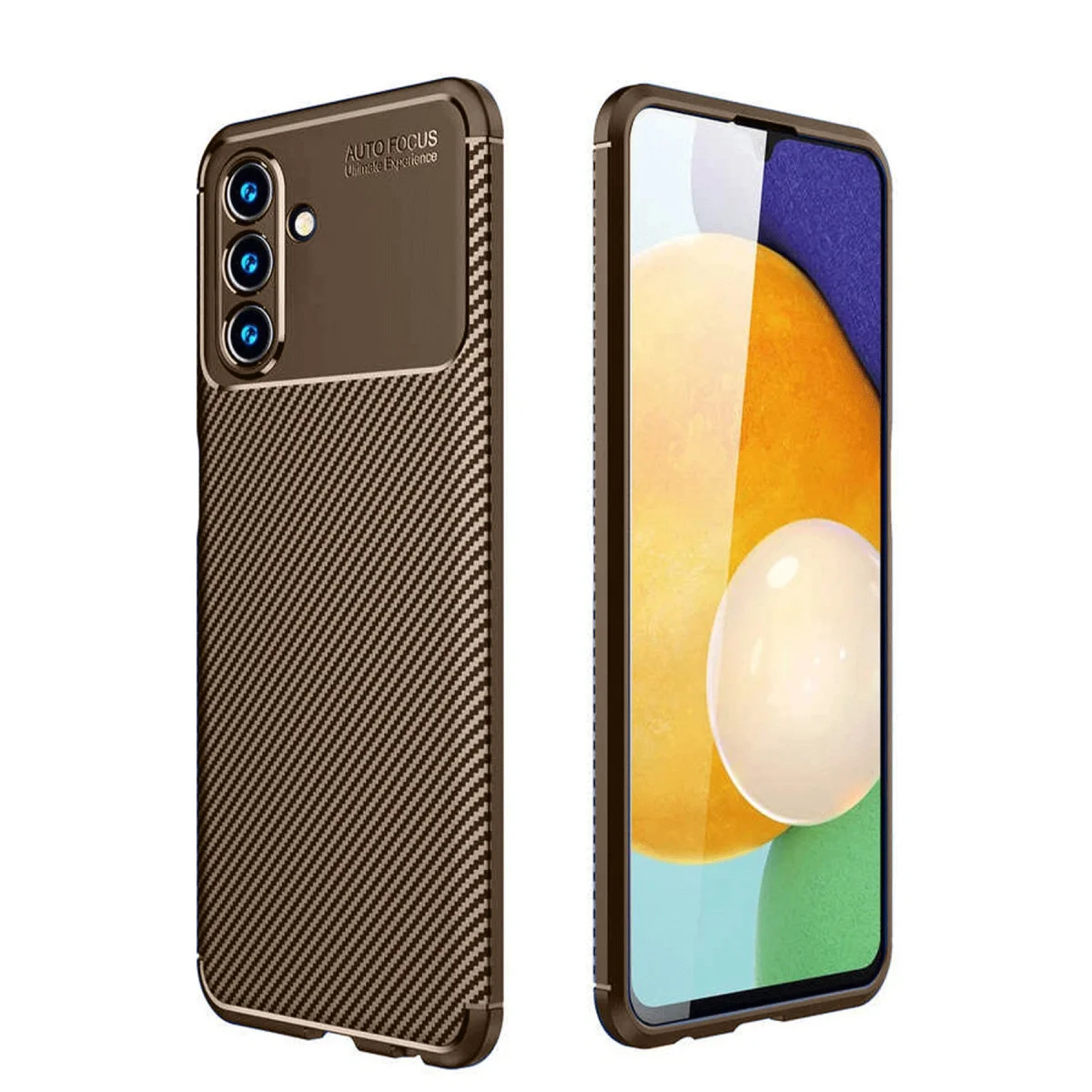 Galaxy A36 Kılıf Auto Focus Karbon Kapak Kahverengi - Yerli Üretim ve Çizilmeye Karşı