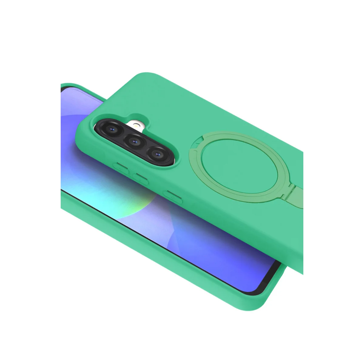 Galaxy A36 Regal Magsafe Standlı Kapak - Yeşil (Kablosuz Şarj ve Otomatik Dönüşümlü Stand)